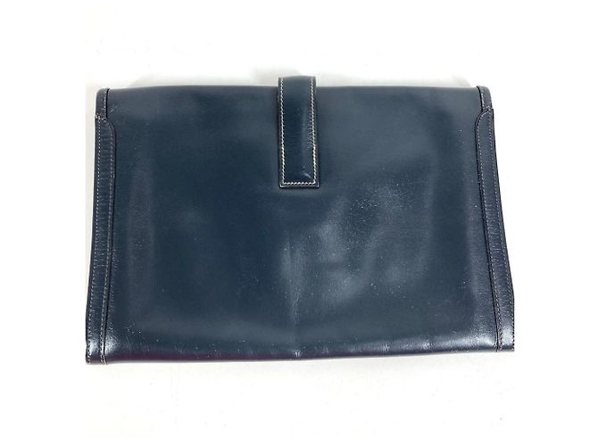 Hermès Clutch Hermes H Logo Vintage Jige PM Blu navy - vista 9