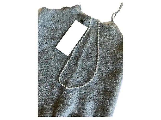 Autre Marque Musier Paris Top de punto gris con collar de perlas Blanco - vista 3