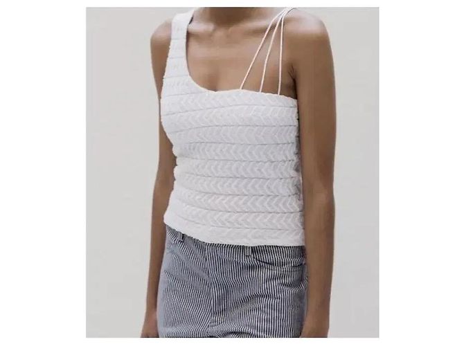 Autre Marque Musier Paris Top blanco texturizado asimétrico - vista 7