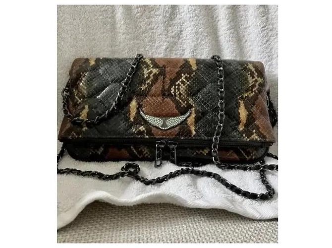 Zadig & Voltaire Rockstud Clutch aus Python-Print Leder Braun Python drucken - Ansicht 11