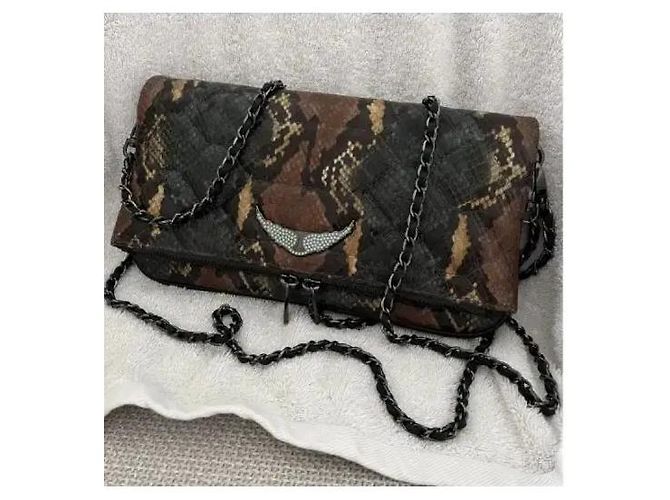Zadig & Voltaire Rockstud Clutch aus Python-Print Leder Braun Python drucken - Ansicht 13
