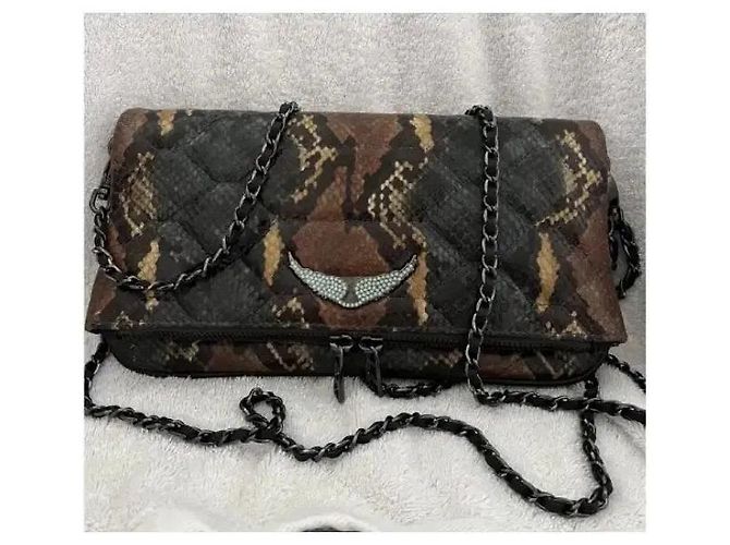 Zadig & Voltaire Rockstud Clutch aus Python-Print Leder Braun Python drucken - Ansicht 2