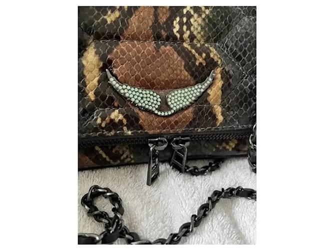 Zadig & Voltaire Rockstud Clutch aus Python-Print Leder Braun Python drucken - Ansicht 5