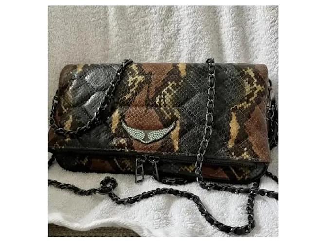 Zadig & Voltaire Rockstud Clutch aus Python-Print Leder Braun Python drucken - Ansicht 6