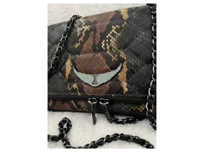 Zadig & Voltaire Rockstud Clutch aus Python-Print Leder Braun Python drucken - Ansicht 9