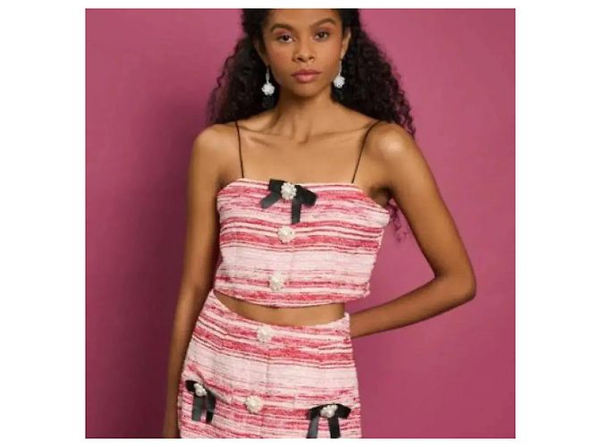 Autre Marque Set Gonna Midi e Top in Tweed Sister Jane Rosa Bianco - vista 11