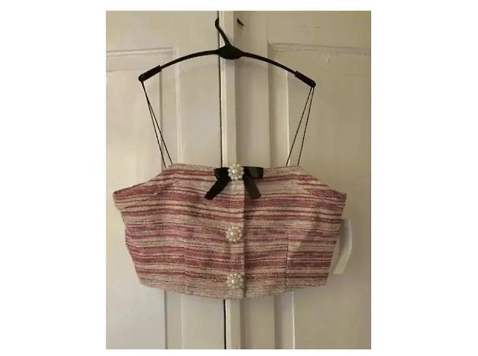 Autre Marque Set Gonna Midi e Top in Tweed Sister Jane Rosa Bianco - vista 14