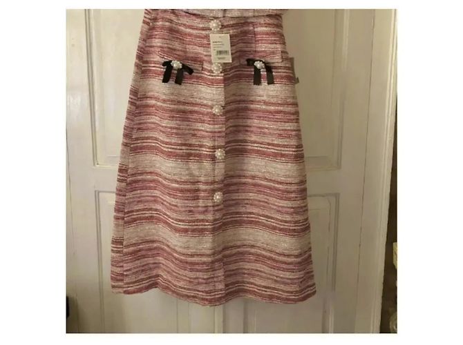 Autre Marque Set Gonna Midi e Top in Tweed Sister Jane Rosa Bianco - vista 5