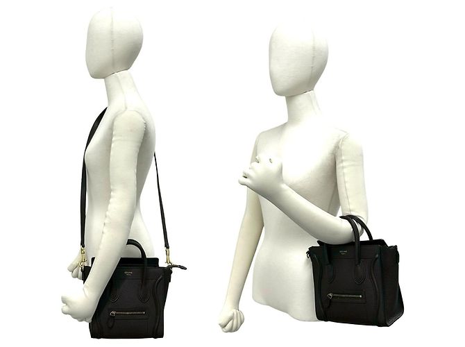 Céline Celine Luggage Nano Shopper Leder Handtasche Braun - Ansicht 2