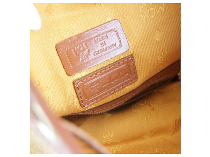Borsa a tracolla in pelle stile MCM Visetos Marrone - vista 12