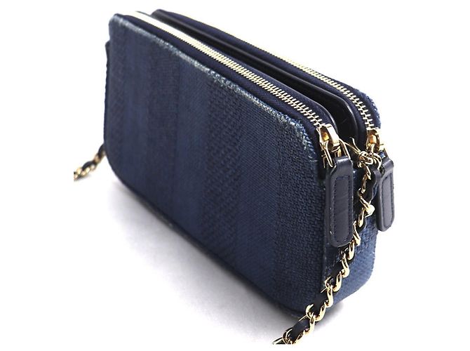Borsa a tracolla CHANEL Deauville Chain Clutch Blu navy - vista 2