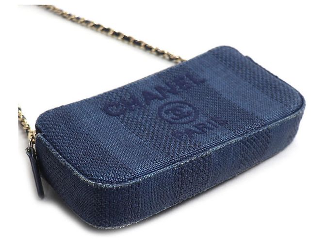 Borsa a tracolla CHANEL Deauville Chain Clutch Blu navy - vista 3