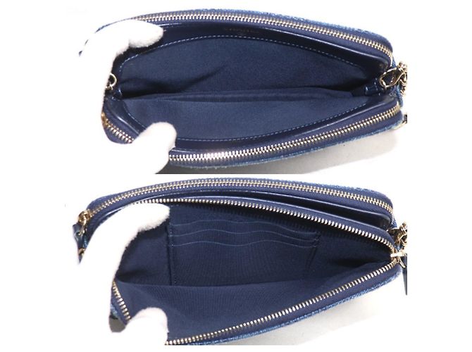 Borsa a tracolla CHANEL Deauville Chain Clutch Blu navy - vista 4
