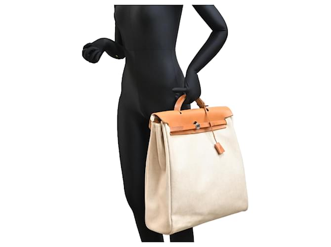 Hermès Borsa Hermes Herbag MM Beige - vista 9