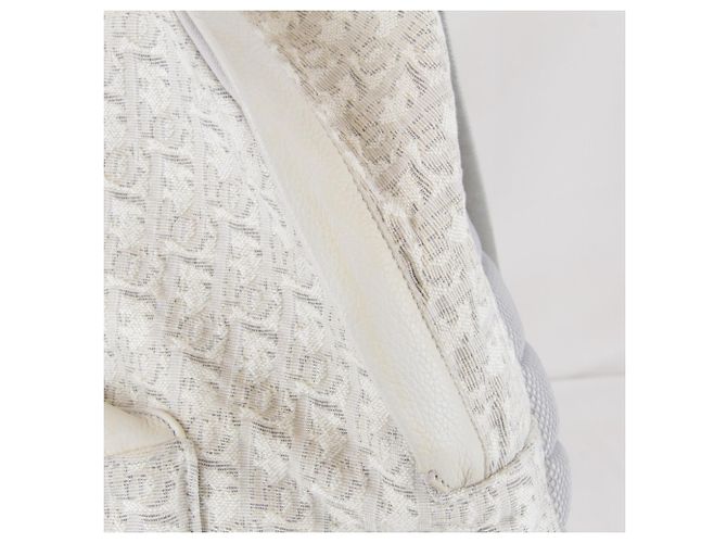 Christian Dior White Canvas and Leather Backpack - view 13