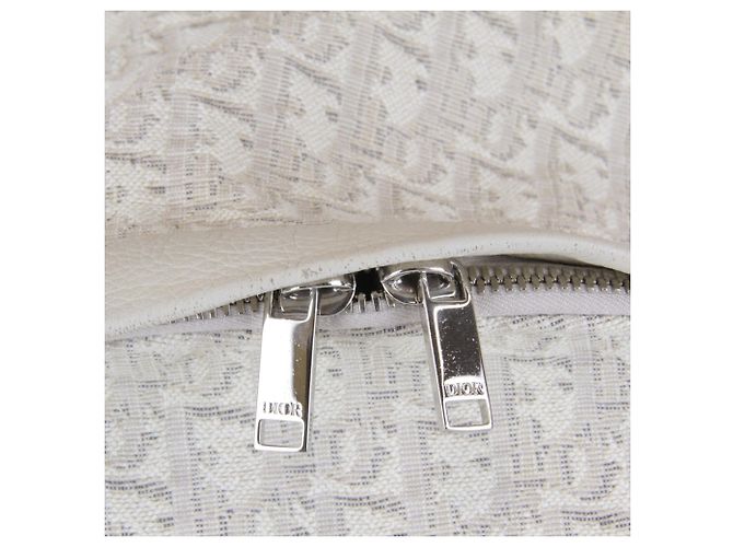 Christian Dior White Canvas and Leather Backpack - view 14