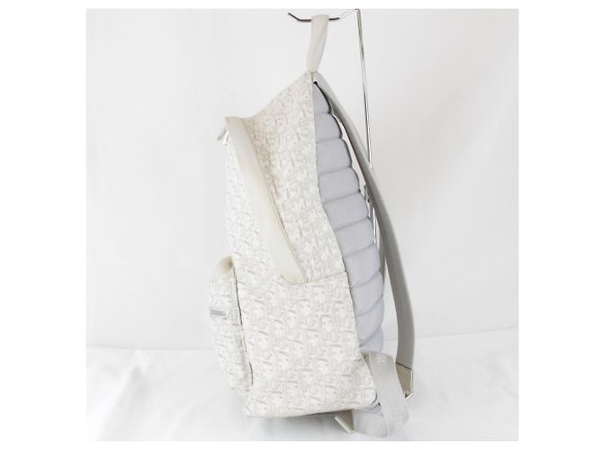 Christian Dior White Canvas and Leather Backpack - view 3