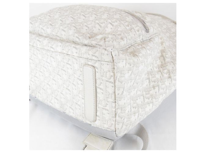 Christian Dior White Canvas and Leather Backpack - view 5
