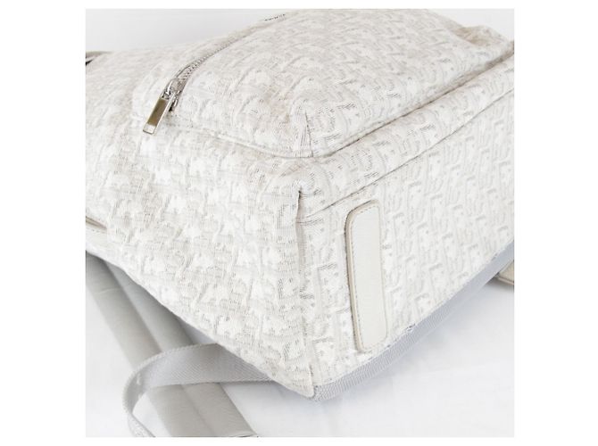 Christian Dior White Canvas and Leather Backpack - view 6