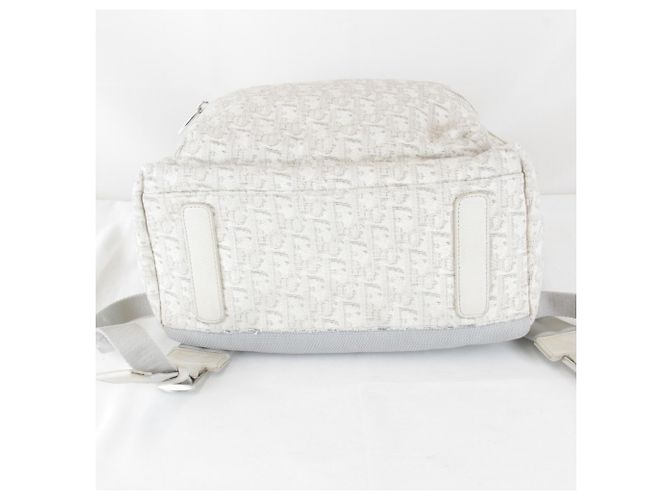 Christian Dior White Canvas and Leather Backpack - view 7
