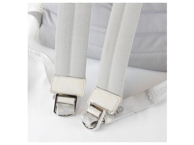 Christian Dior White Canvas and Leather Backpack - view 8
