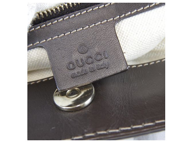 Borsa tote Gucci marrone in tela GG e pelle - vista 15