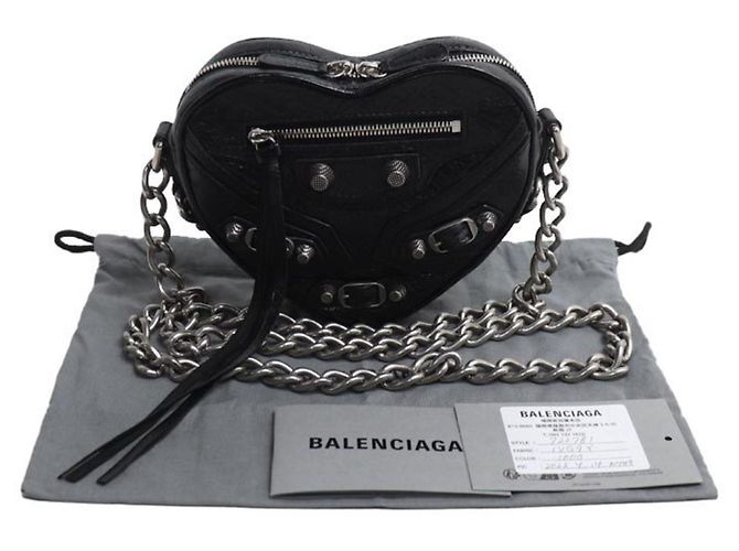 Borsa a tracolla Balenciaga Lucagol Heart Chain Nero - vista 6
