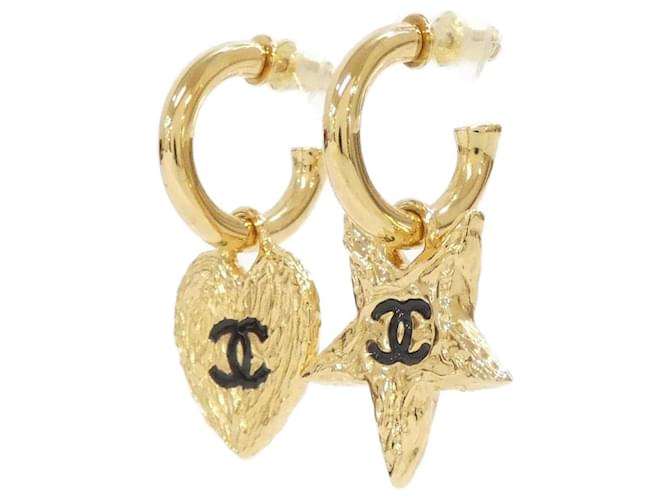 Orecchini a cerchio Chanel neri e oro Nero D'oro - vista 2