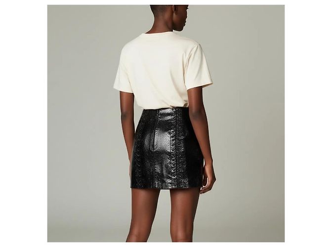 Alaïa Minigonna in pelle nera con stampa serpente e lacci Nero Stampa python - vista 5