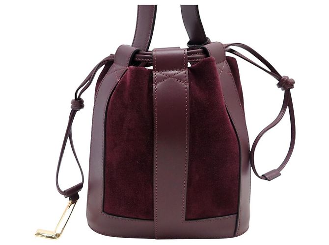 NUOVA BORSA A SECCHIO LANCEL ELLES A13359 S IN CAMOSCIO E PELLE Bordò - vista 2