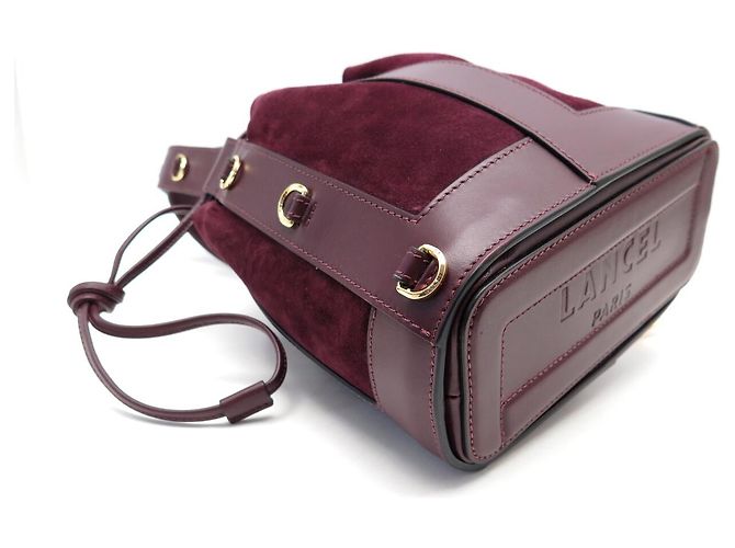 NUOVA BORSA A SECCHIO LANCEL ELLES A13359 S IN CAMOSCIO E PELLE Bordò - vista 3