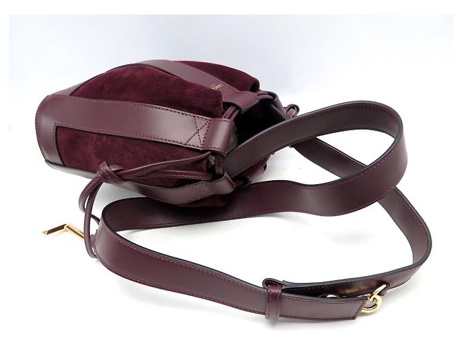 NUOVA BORSA A SECCHIO LANCEL ELLES A13359 S IN CAMOSCIO E PELLE Bordò - vista 4