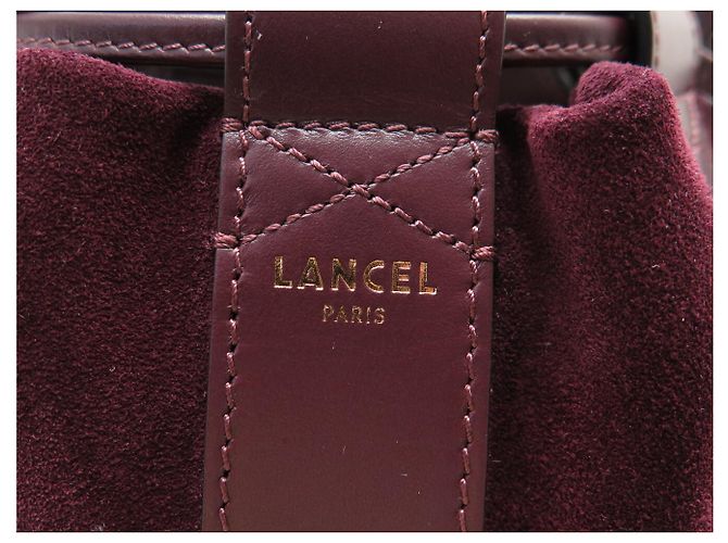 NUOVA BORSA A SECCHIO LANCEL ELLES A13359 S IN CAMOSCIO E PELLE Bordò - vista 7
