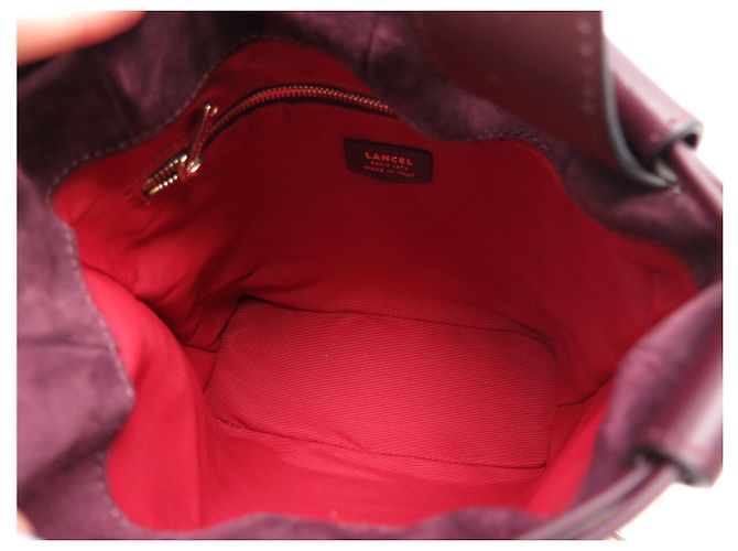 NUOVA BORSA A SECCHIO LANCEL ELLES A13359 S IN CAMOSCIO E PELLE Bordò - vista 9