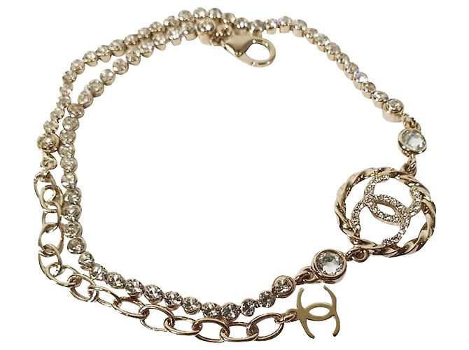 Timeless Collana Choker Chanel Crystal CC in metallo dorato D'oro Metallico - vista 4