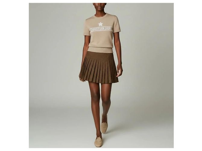 Falda plisada de lana Christian Dior Castaño - vista 2