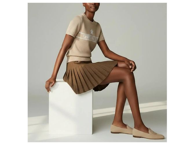 Falda plisada de lana Christian Dior Castaño - vista 3