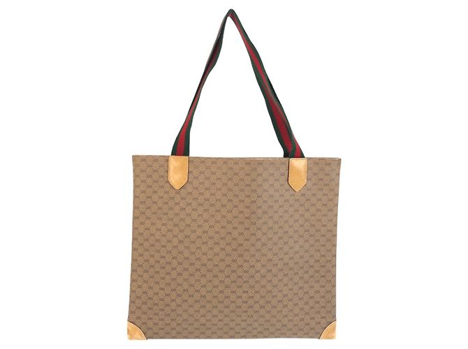 Borsa Tote Gucci Vintage Micro GG Supreme Canvas Marrone Beige - vista 2