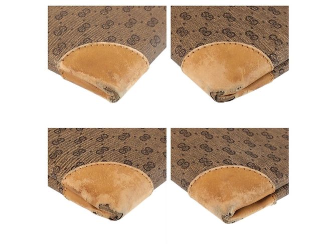Borsa Tote Gucci Vintage Micro GG Supreme Canvas Marrone Beige - vista 3
