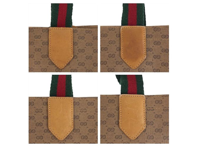 Borsa Tote Gucci Vintage Micro GG Supreme Canvas Marrone Beige - vista 5
