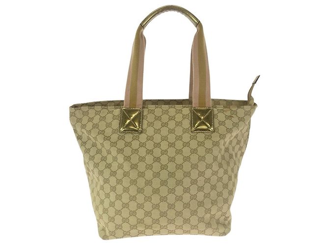 Gucci GG Canvas Leder Tote Schultertasche Braun Beige - Ansicht 2
