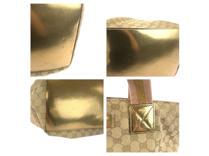 Gucci GG Canvas Leder Tote Schultertasche Braun Beige - Ansicht 5