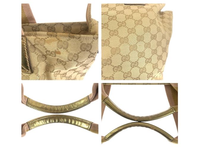 Gucci GG Canvas Leder Tote Schultertasche Braun Beige - Ansicht 6