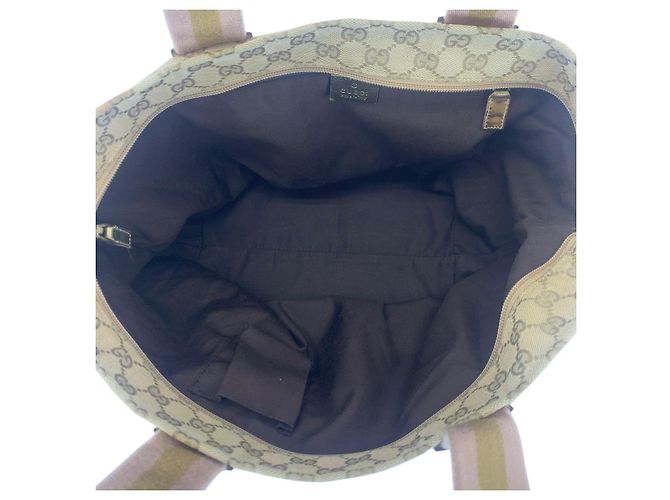 Gucci GG Canvas Leder Tote Schultertasche Braun Beige - Ansicht 9