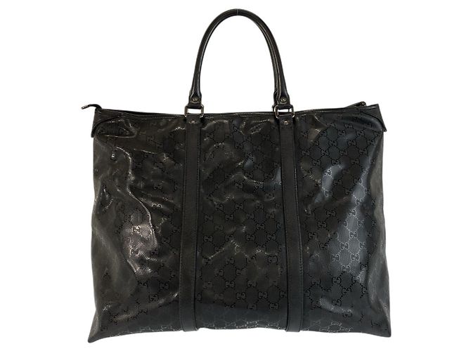 Borsa Tote Gucci GG Imprime in PVC e pelle nera Nero - vista 2