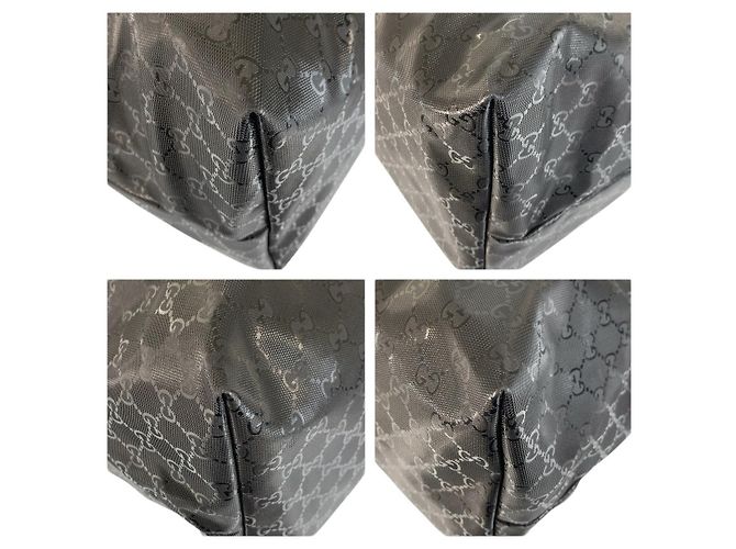 Borsa Tote Gucci GG Imprime in PVC e pelle nera Nero - vista 4