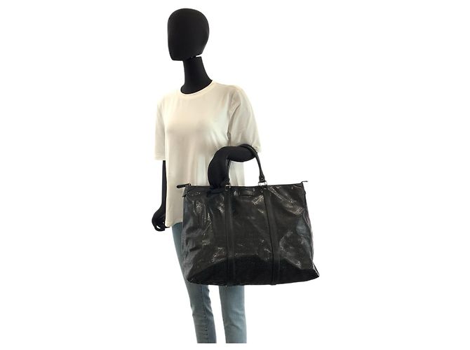 Borsa Tote Gucci GG Imprime in PVC e pelle nera Nero - vista 6