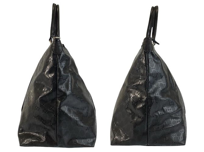Borsa Tote Gucci GG Imprime in PVC e pelle nera Nero - vista 7