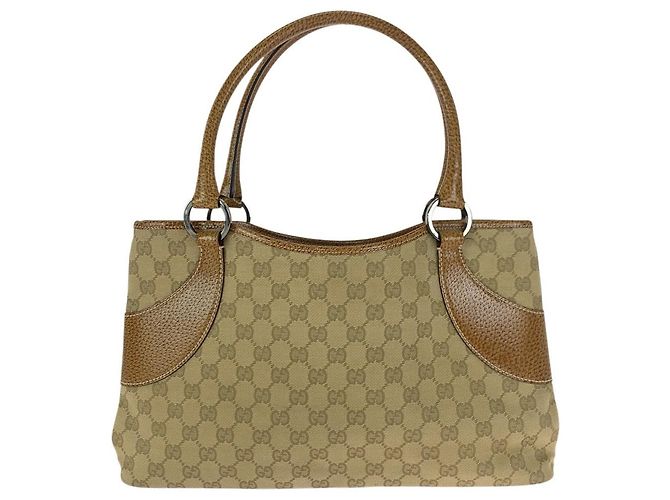 Gucci GG Canvas Leder Tote Bag Braun Beige - Ansicht 2