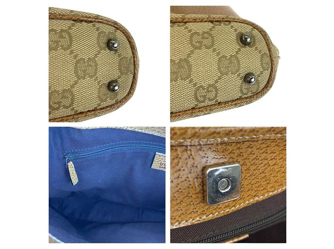 Gucci GG Canvas Leder Tote Bag Braun Beige - Ansicht 5